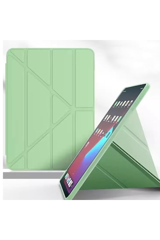 Apple iPad Uyumlu Air 11 M4 İçin Kılıf A2902 11 İnç 2026 Kalem Koyma Bölmeli, Stand Olan, Uyku Modlu Silikon Arka Yüzey Suni Deri, Ergonomik Yapılı, Attractive Cover Açık Yeşil Sku: Zeusb0gv434dcb Arka Kapak