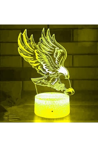 Goldenqian 3d Kartal Gece Lambası Led Lamba Illusion 7 Renk Değiştirme Dokunmatik Anahtarı Masa Masa Dekorasyon Lambaları Doğum Günü Hediyesi Akrilik Taban Usb Kablosu Oyuncak Irvfvq Siyah