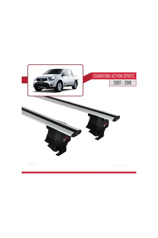 Ssangyong Actyon Sports 2007-2018 Arası İle Uyumlu Ace-4 Ara Atkı Tavan Barı Gri