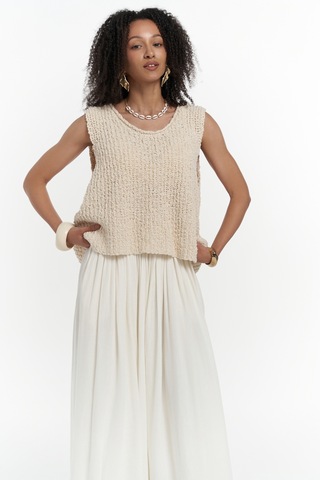Mai Collection Mai Studios Co. Knitle Rahat Kalıp Triko Bej Crop Bej