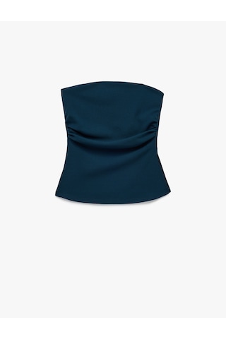 Koton Slim Fit Drape Detaylı Straplez Top Lacivert 6sak10192ek