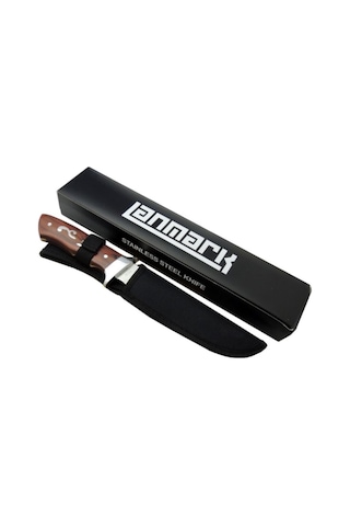 Lanmark A036 Kamp Bıçak 29 CM - İşlemeli Ahşap Sap - Kılıflı Kahverengi