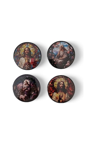 Aziz İsa Magnet Set 1 - 4'lü Jesus Christ Magnet Karışık Renkli