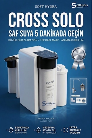 Cross Solo Akıllı Tanksız Su Arıtma Cihazı - 1:1 Atık Su Tasarrufu & 500 Gpd Doğrudan Akış