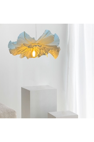 İtalyan Krapon Kağıt Beyaz Flora El Yapımı Sarkıt Avize Beyaz