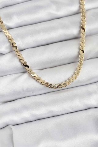 Taşveoyunatölyesi Pirinç Gold Renk Yassı Zincir Kadın Kolye Tg27bko10818 Çok renkli