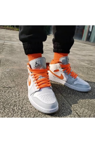 Nike Jordan 1 Mid Se Starfish Basketbol Ayakkabısı Beyaz - Turuncu