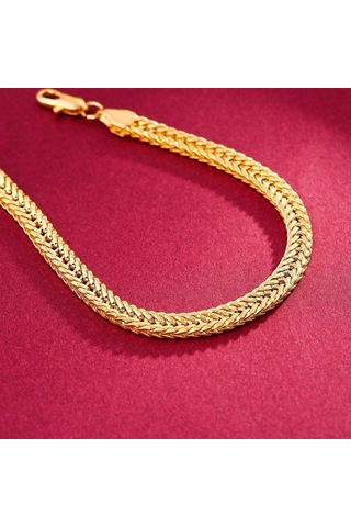 Zarif Altın Bileklik 6mm Erkek Yan Bileklik Sarı Altın