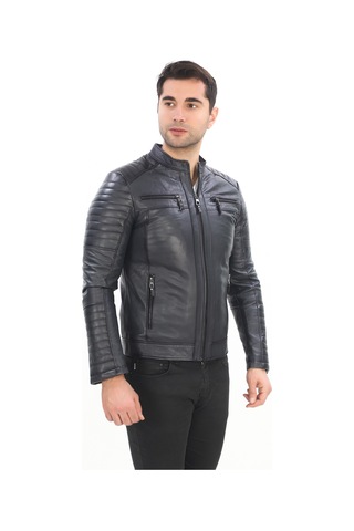 New Zaya Leather Erkek Biker Deri Ceket -
