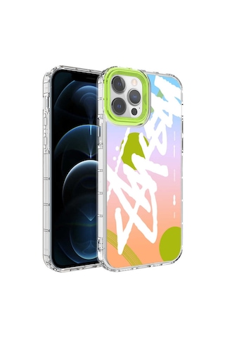 Apple Uyumlu iPhone 13 Pro Kamera Korumalı Renkli Desenli Sert Silikon Zore Korn Kapak