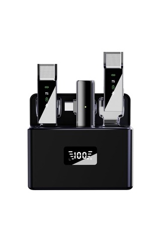 Lcd Ekranlı Kablosuz Yaka Mikrofonu Şarj Kutusu Taşınabilir