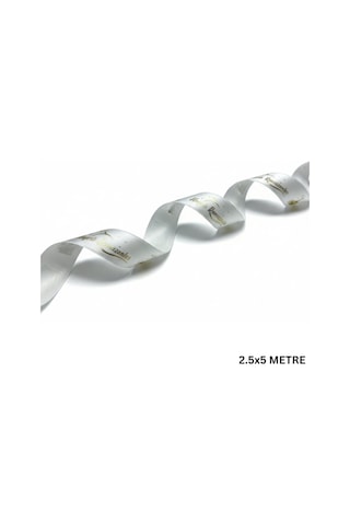 Hayırlı Ramazanlar Yazılı Hediye Paketleme Kurdelesi, Altın Varak Saten Kurdele, 2.5cm X 5m, Krem Standart