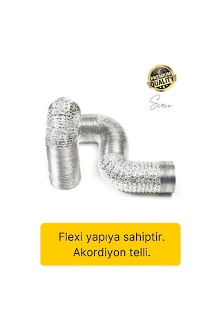 Premium Baca Klapesi Alüminyum Bant Aspiratör Borusu Seti Folyo Yanmaz Sızdırmaz Havalandırma Mutfak