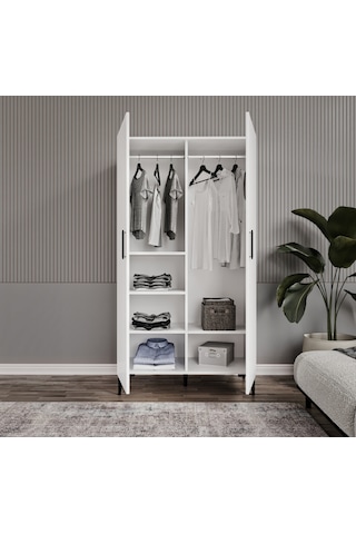 Şipal 2 Kapaklı 6 Bölmeli Ayaklı Elbise Dolabı