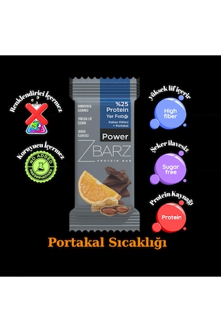 Zbarz Power Portakal Kakao Yer Fıstıklı Protein Bar 12 x 35 G