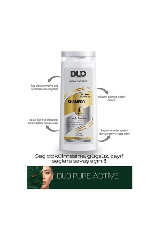 Duo Pure Active Herbal Extract Dökülen ve Geç Uzayan Saçlar İçin Şampuan 400 ML
