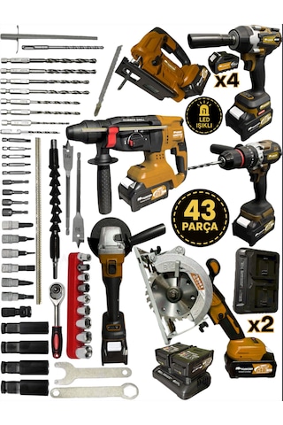 Schmıtzer 6lıset-t Set Pro 21v 43 Parça Şarjlı Hilti Matkap Somun Sökme Taşlama Dekupaj Dairesel Testere