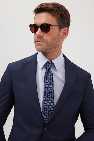 Tudors Erkek Slim Fit Mono Yaka Likralı Esnek Kumaş Lacivert Takım Elbise-41302