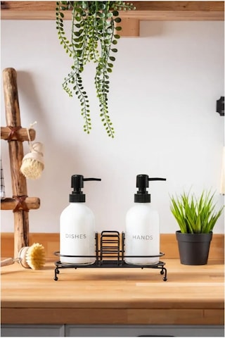 Finehome Nova Standlı 2'li Sıvı Sabunluk Siyah