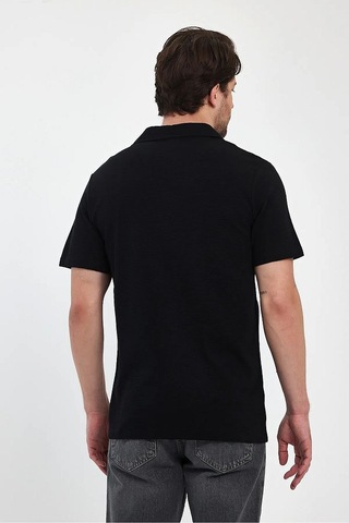 Erkek Rahat Kalıp Ottoman Kumaş Nefes Alabilen Pamuklu Apaş Yaka Gömlek Siyah