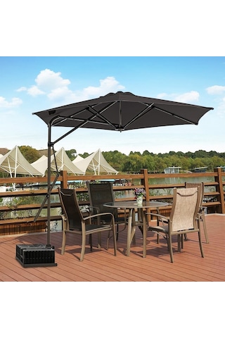 Sahra 250/6 Yandan Gövdeli Bahçe Şemsiyesi - Antrasit Antrasit