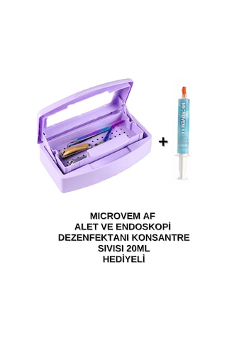 Çift Bölmeli Manikür Pedikür Aletleri Sterilizasyon Kutusu Mor Ve Konsantre Dezenfektan Sıvısı Hediyeli