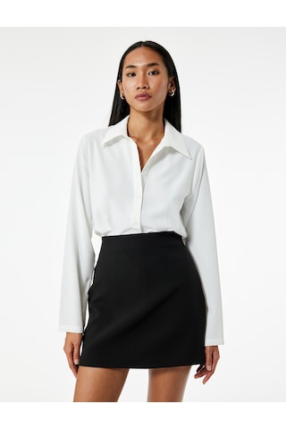 Koton Slim Fit A Kesim Yüksek Bel Mini Etek Siyah 7wak70002uw