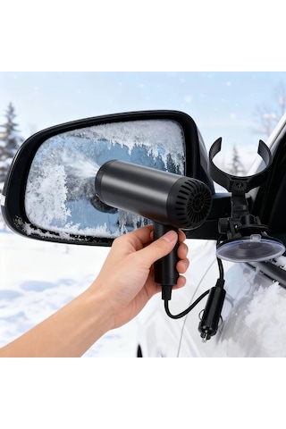 Elmpaly Siyah 12v 2'si 1 Arada Araç Isıtıcı Ve Buz Çözücü Emme Başlıklı 180 Derece Dönebilir