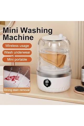 Fochsia Taşınabilir  Gri Type-c Şarjlı Seyahat Çamaşır Makinesi