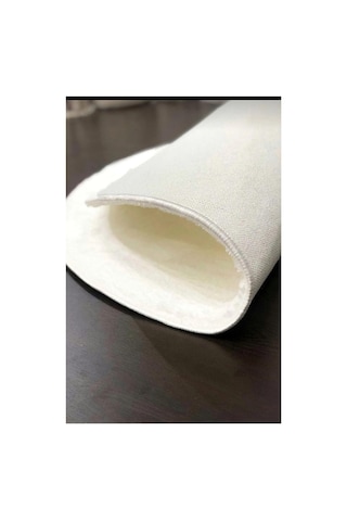 Rachel Carpet Beyaz Lüks Raschel Taban Yıkanabilir Kaymaz Taban Yuvarlak Peluş Halı Yolluk, 200 X 200 Diğer