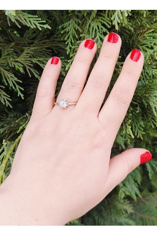 Yüzük Alyans Gümüş Zirkon Taşlı Parlak 925 Ayar