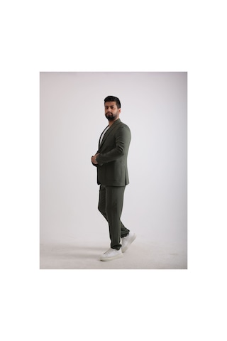 Fashion Plaza Yazın En Favori Kumaşı Gofre Kumaş Spor Takım Elbise Haki