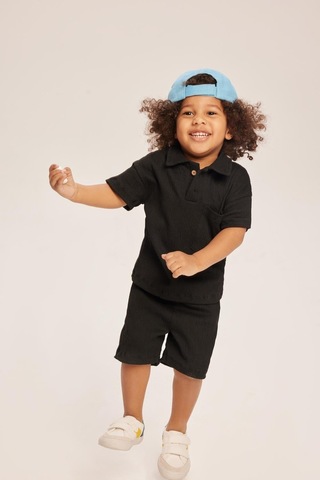 Luess Erkek Çocuk Polo Yaka Alt Üst Takım - Siyah