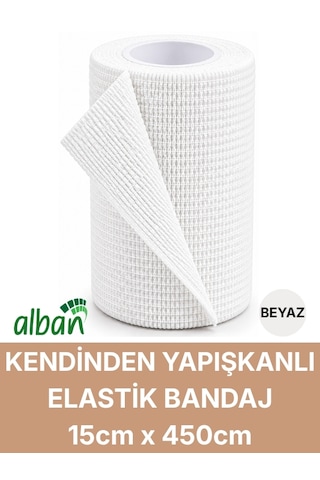 15cm 6'lı Set Kendinden Yapışkanlı Elastik Bandaj, Kohesiv Bandaj 15cm X 4.5m Spor, Bilek, Ayak Bileği, Veteriner Bandajı Beyaz