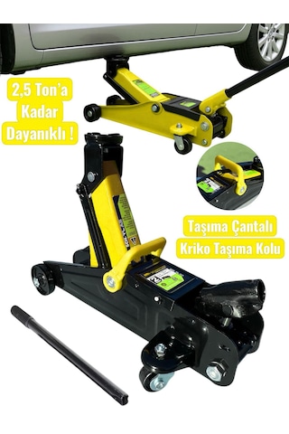 Schmıtzer Sch-ayl3s 2,5 Ton A Kadar Dayanıklı Çelik Araba Kaldırma Oto Krikosu Çantalı Tekerlekli Hidrolik Timsah Kriko
