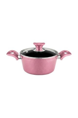 18 Cm Granit Derin Tencere Cam Kapak - Mürdüm Mürdüm