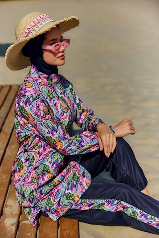 Paraşüt Tam Kapalı Tesettür Mayo Nisa R5501 Lacivert