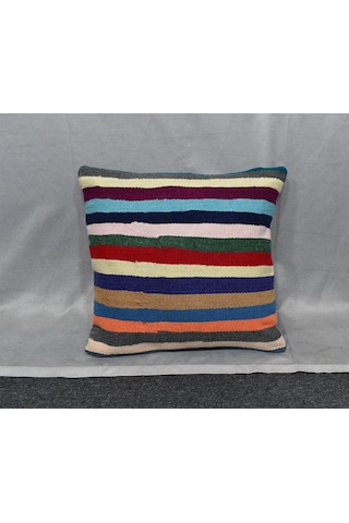 Zehra Abla Halı Yeni El Dokuma Dekoratif Kilim Kırlent Yastık Kılıfı 6703 Çok Renkli