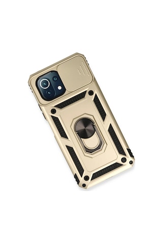 Uray Store Xiaomi Mi 11 Lite Kılıf Pars Lens Yüzüklü Silikon - Gold