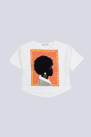 Escabel 5-14 Yaş Kız Çocuk Baskılı Tshirt Beyaz