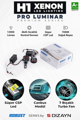 S-dizayn Pro Luminar H1 Led Xenon / 60w / 12000lm / 7000k A+ Kalite