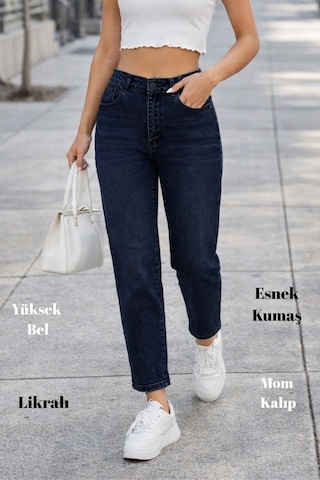 Cedy Denim Kadın Yüksek Bel Soho Boyfriend Jean C599 Lacivert