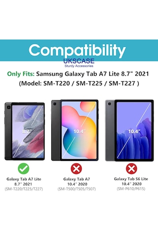 Samsung Uyumlu Galaxy Tab A7 Lite 8.7 İnç 2021 Temperli Cam Ekran Koruyucu 2 Adet