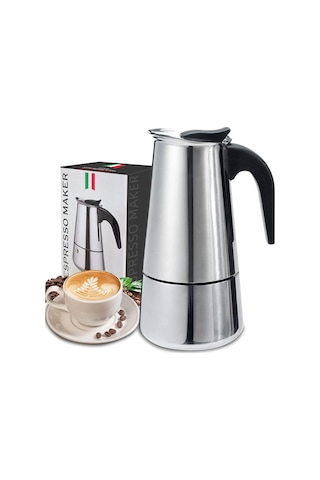 4 Kişilik Çelik Mokapot Espresso Filtre İtalyan Kahve Makinesi