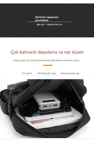 Omuz Çantası Erkek Moda Dokulu Çapraz Çanta-siyah Siyah