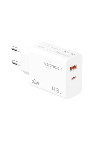 Apricot Apc-u448 48w Gan Beyaz Hızlı Ev Şarj Adaptörü Şarj Cihazı