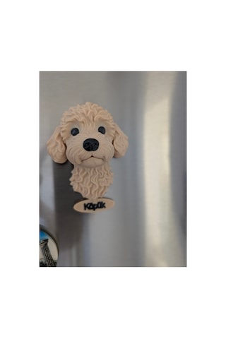 Kişiye Özel Toy Poodle Köpek Magneti Köpeğinizin İsmi Yazılı Dekoratif Buzdolabı Magneti Sevimli Köpek Figürü