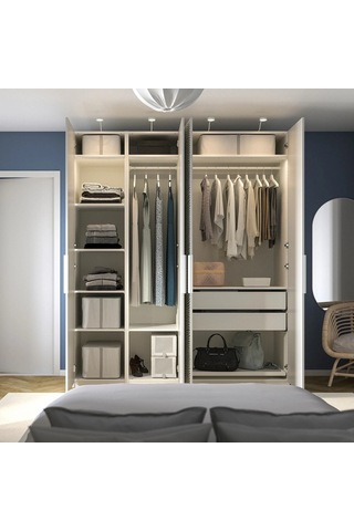 Ikea Beyaz Sağlam Kapaklı Gardırop 200x60x236 Cm