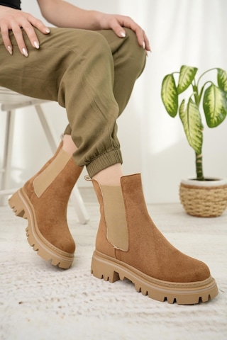 Nesil Shoes Dvm 5004 Taba Süet Çift Lastikli Kadın Bot-taba Süet Taba