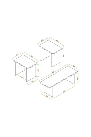 Alina Modern 3'lü Orta Sehpa Zigon Takım 90 CM Wood Siyah